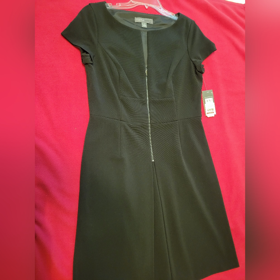 Black Donna Rico Zip Front Dress Size 10